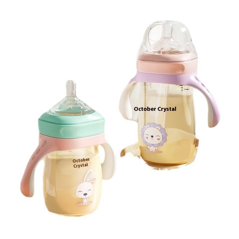 Silicon Wide Diameter Plastic Baby Bottle with Anti-Flatulence Straw