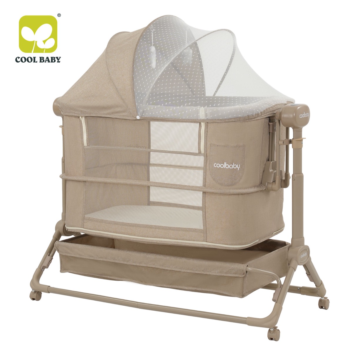 CB123 CoolBaby Adjustable Height Electric Baby Bassinet for Infant with