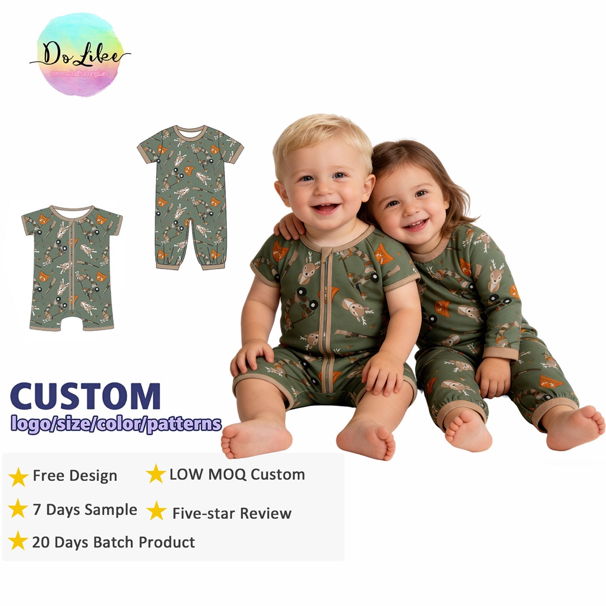 Summer Baby Bamboo Zippy Romper Kids Bamboo Bodysuit Baby Boys Clothes