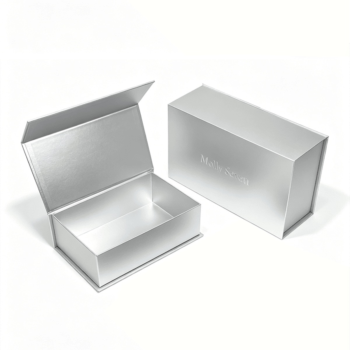 Matte Silver Laminated Paperboard Magnetic Flip Rigid Gift Paper Box