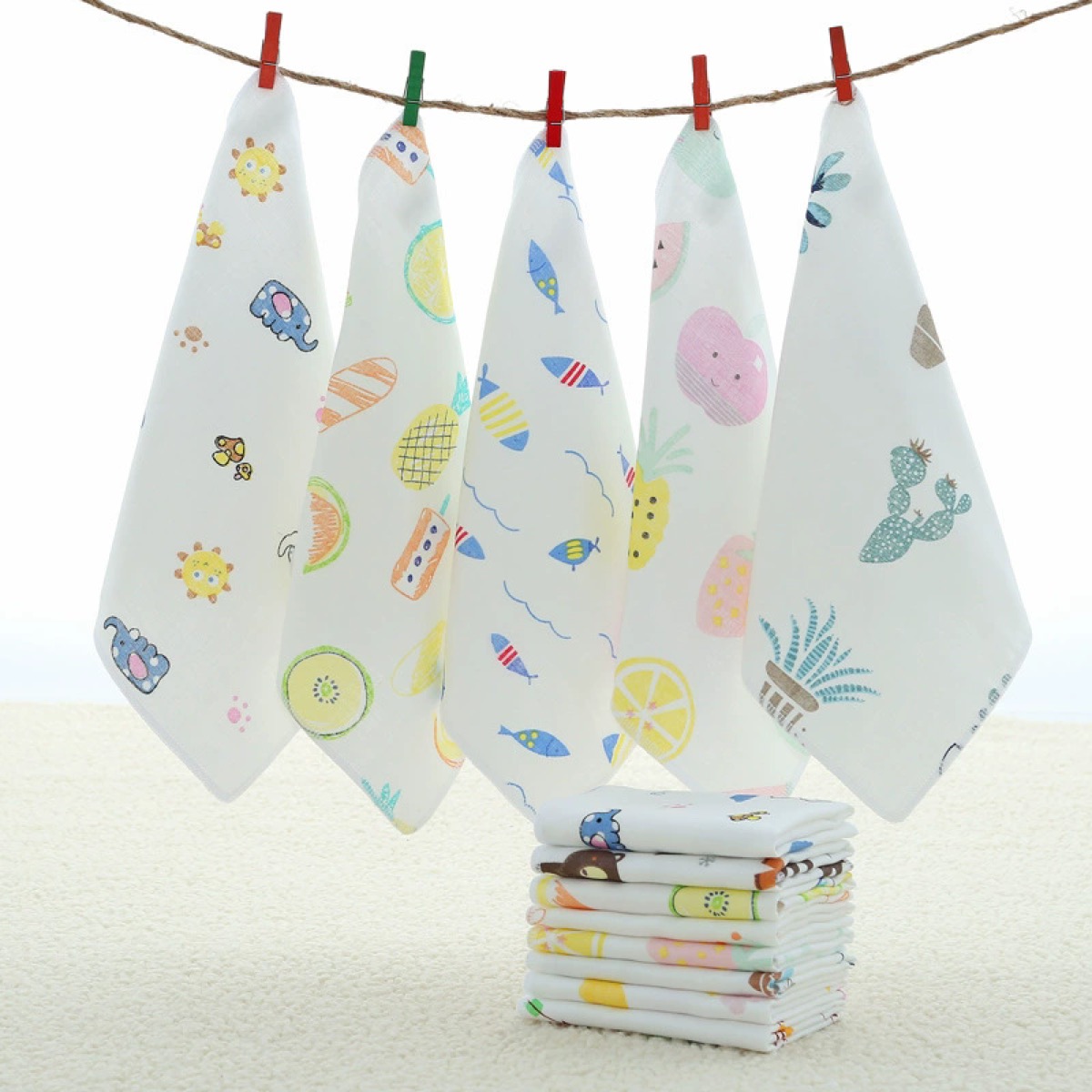 Soft Cotton 4layer Muslin Washcloths Baby Wash Cloth Baby Face Towel